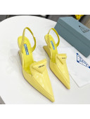 Prada Brush Leather Slingback Pumps 6.5cm Yellow 2022 34