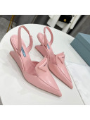 Prada Brush Leather Slingback Pumps 6.5cm Pink 2022 35