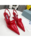 Prada Brush Leather Pumps 6.5cm Red 2022 40