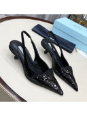 Prada Sequins Slingback Pumps 3cm Black 2022 69