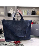 Prada Drill Denim Tote Bag 2VG081 Navy Blue 2022