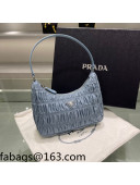 Prada Re-Edition 2000 Ruffled Nylon Mini Hobo Bag 1NE515 Blue 2022