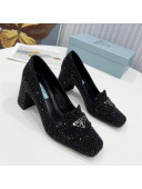 Prada Crystal Loafers 7cm 1D764M Black 2022