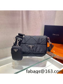 Prada System Nylon Patchwork Shoulder Bag 1BD292 Black 2022