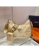 Prada System Nylon Patchwork Shoulder Bag 1BC151 Gold 2022