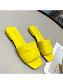 Prada Calf Leather Flat Slide Sandals Yellow 2022 032378