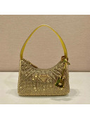  Prada Re-Edition 2000 Crystal Mini Hobo Bag 1NE515 Gold 2023 