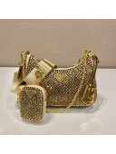  Prada Re-Edition 2005 Crystal Shoulder Bag 1BH204 Gold 2023