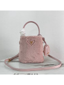  Prada Panier Shearling Bucket Mini Bag 1BA373 Pink 2023 