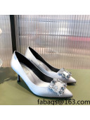 Roger Vivier Satin Crystal Buckle Pumps 6.5cm Light Blue 2022 24