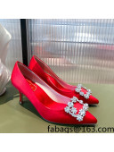 Roger Vivier Satin Crystal Buckle Pumps 6.5cm Red 2022 26