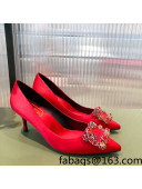 Roger Vivier Satin Crystal Buckle Pumps 6.5cm Red 2022 29