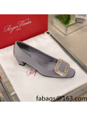 Roger Vivier Satin Crystal Buckle Pumps 4.5cm Grey 2022 07