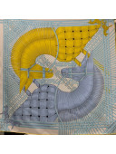 Hermes Masan Silk Square Scarf 90x90cm Blue 2022 