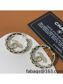 Chanel Chain Leather Hoop Earrings 2022 040214