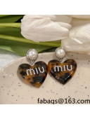 Miu Miu Heart Short Earrings Brown 2022 040283	