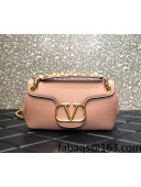 Valentino Stud Sign Nappa Leather Shoulder Bag Nude 2021