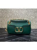 Valentino Stud Sign Nappa Leather Shoulder Bag Green 2021