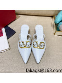 Valentino VLogo Lambskin Heel Mules White 2022 62