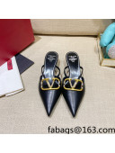 Valentino VLogo Lambskin Heel Mules Black 2022 60