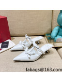 Valentino Lambskin Bow Mules White 2022 80