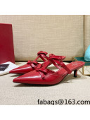 Valentino Lambskin Bow Mules Red 2022 82