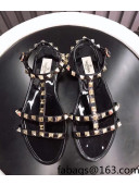 Valentino PVC Stud Flat Sandals Black 2022 85