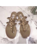 Valentino PVC Stud Flat Thong Slide Sandals Beige 2022 91