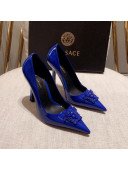 Versace Glazed Leather Pumps 11cm Blue 2022 031941