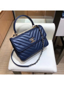 Chanel Chevron Small Trendy CC Flap Bag With Top Handle A92236 Deep Blue Top