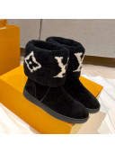 Louis Vuitton Snowdrop Shearling and Suede Flat Ankle Boots Black 2021 