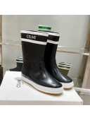 Celine Shiny Leather Rain Boots Black 2021 120447