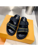 Louis Vuitton Men's LV Trainer Flat Slide Sandals Black 2022 030775