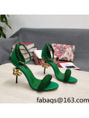 Dolce & Gabbana DG Calf Leather and Crystal High Heel Sandals Green 10.5cm 2022 