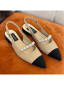 Chanel Lambskin Slingback Ballerinas with Pearls Beige 2022 032674