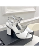 Chanel High Heel Chain Sandals 8.5cm White 2022 032818