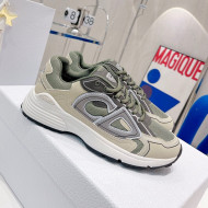 Dior B30 Sneakers in Mesh and Technical Fabric Olive Green/Grey 2021 02