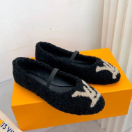 Louis Vuitton Popi Shearling Flat Ballerinas Black 2021 