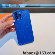 Louis Vuitton Monogram Embossed iPhone Case Blue 2021 122132