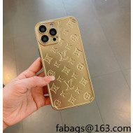 Louis Vuitton Monogram Embossed iPhone Case Gold 2021 122131