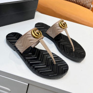 Gucci Chevron Leather Thong Sandal with Double G Apricot 2022 53