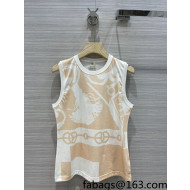 Hermes Print Cotton Vest Beige 2022 13