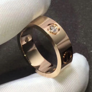 Cartier Pink Gold Nologo Love Ring with 3 Diamonds,Classic 06