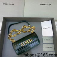 Balenciaga Gossip XS Bag With Chain in Forest Green Extra Supple Crocodile Embossed Calfskin 2021