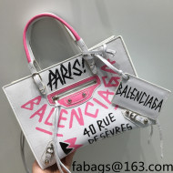 Balenciaga Graffiti Calfskin Small Tote bag 26cm White/Pink 2022