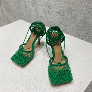 Bottega Veneta Cord Mesh High Heel Sandals 9cm Racing Green 2022