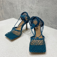 Bottega Veneta Cord Mesh High Heel Sandals 9cm Blue 2022