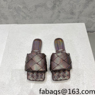 Bottega Veneta Woven Lambskin Flat Slide Sandals 9.5cm Iridescent/Brown 2022 032135