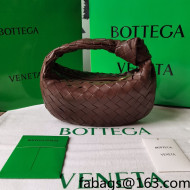 Bottega Veneta Mini BV Jodie Hobo Bag in Woven Lambskin Fondant Brown 2021