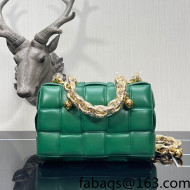 Bottega Veneta Chain Cassette Bag in Padded Intreccio Lambskin with Golden Ball Racing Green 2022 680070 